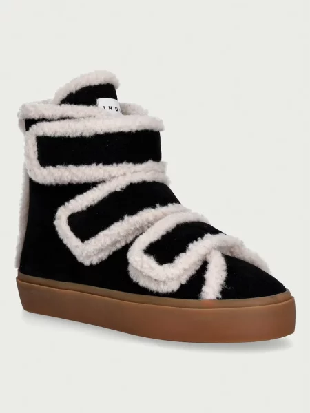 Inuikii Shearling Velcro High sneakers pentru femei din piele întoarsă negru