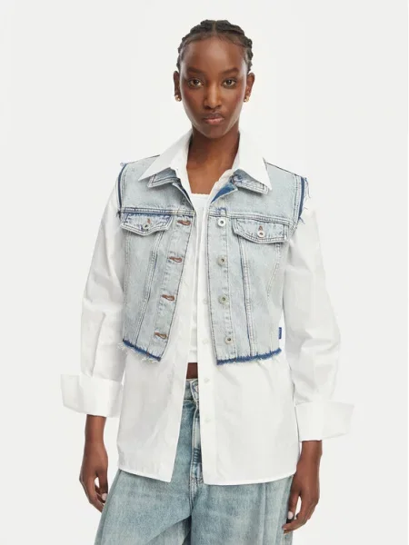 HUGO Жилет Garis B Світло-синій синій