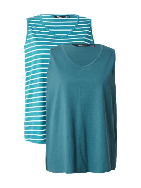 Ulla Popken Top verde / verde smarald alb