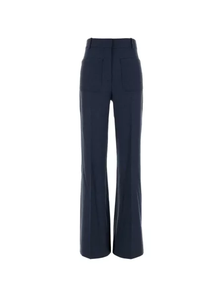 Pantaloni Victoria Beckham din țesătură twill albastru