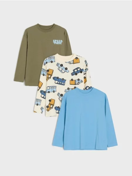 Sinsay trička loose fit s dlouhým rukávem 3 pack vícebarevná