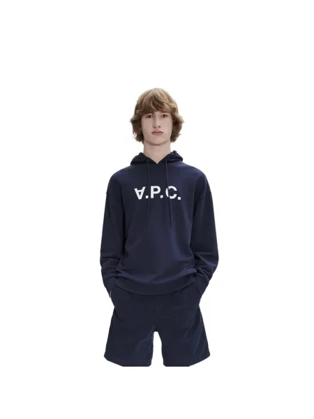 A.P.C. bluza hoodie standard grand vpc GOTS granatowy z kapturem z aplikacją niebieska