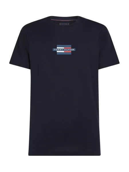 Tommy Hilfiger Tricou Flag Box Bleumarin alb