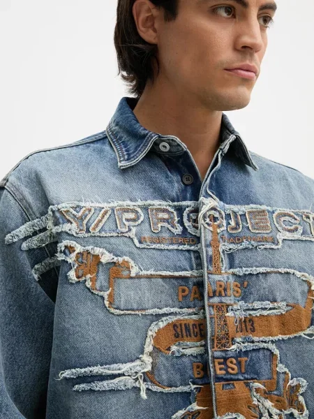 Jeans srajca Y/Project EVERGREEN PARIS BEST PATCH DENIM SHIRT modra