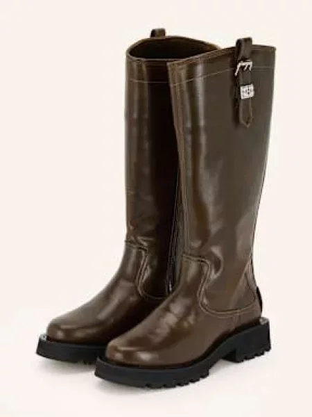 Ganni Kozačky S Nýty hnědá