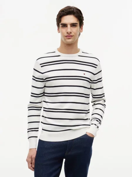 TOMMY HILFIGER Pulover ESSENTIAL albastru marin alb