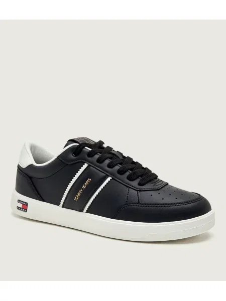 Tommy Jeans Teniși din piele Lightweight Flag Court negru