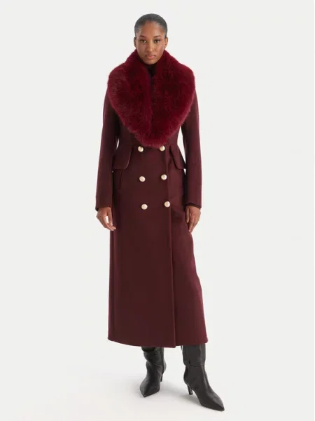 YES LONDON Volneni plašč Bordo rdeča