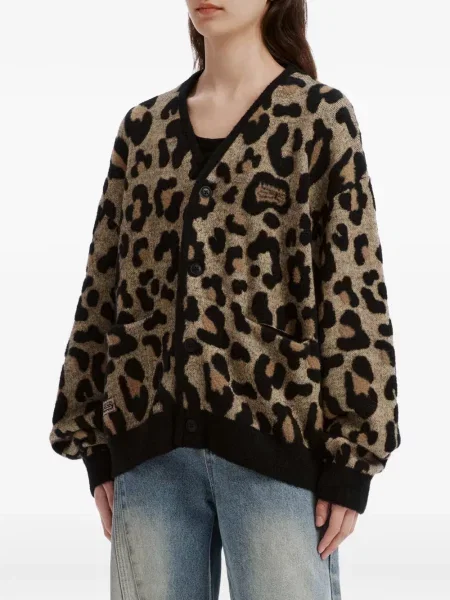 Cardigan Fingercroxx cu imagine cu model leopard maro