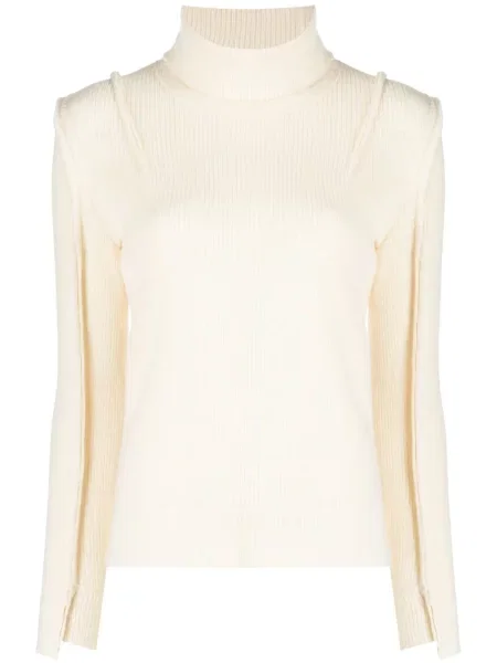 Sweter R13 prążkowany biały