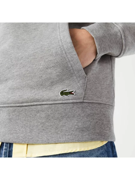 Lacoste Bluza Z Okrągłym Dekoltem Mieszanka Bawełny szara