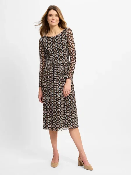 S.Oliver BLACK LABEL Sukienka Kobiety czarny|brązowy wzorzysty 36 czarna