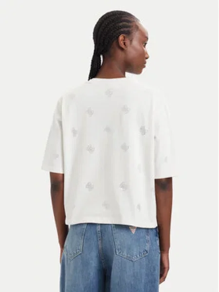 Guess T-shirt Krem Regular Fit