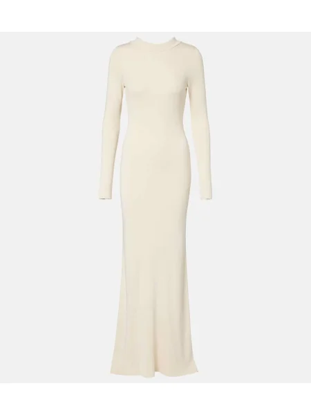 Rochie maxi Aya Muse de mătase de costum alb