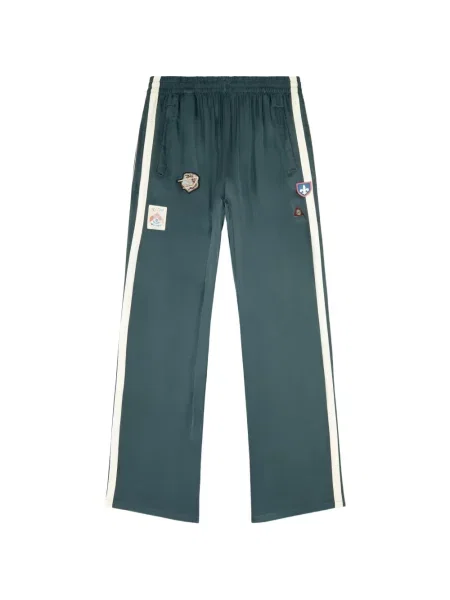 Pantaloni Diesel din satin cu petice alergare verde