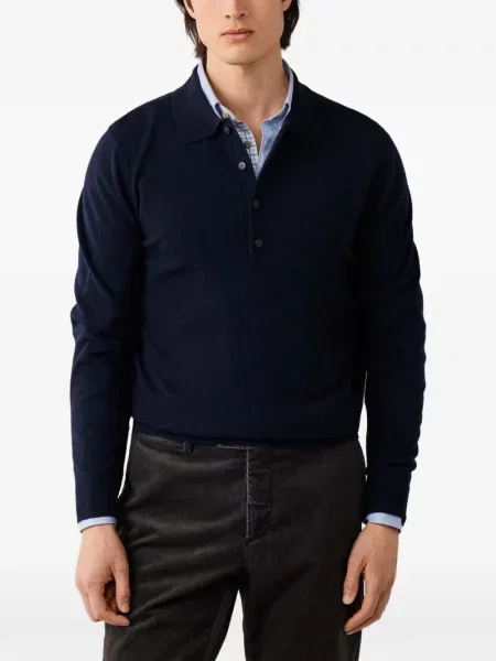 Tricou polo Hackett London tricotate albastru