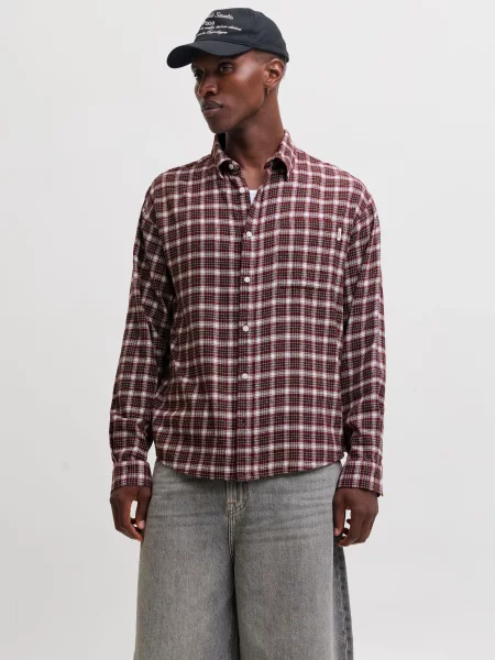 Сорочка в клітинку JACK & JONES FREDERIKSBERG FLANNEL SHIRT L коричневий