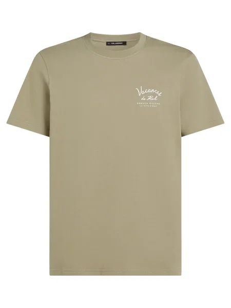 Karl Lagerfeld Tricou Vacances kaki / alb verde