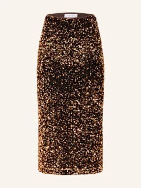 Rich & Royal Spódnica Z Aksamitu Z Cekinami braun brązowa