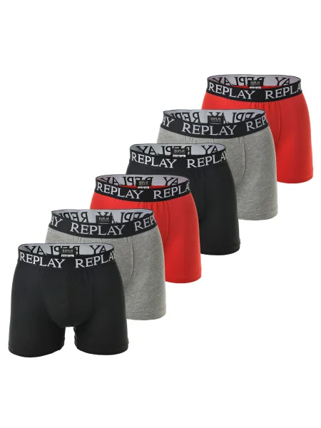REPLAY Boxerky šedá / červená černá