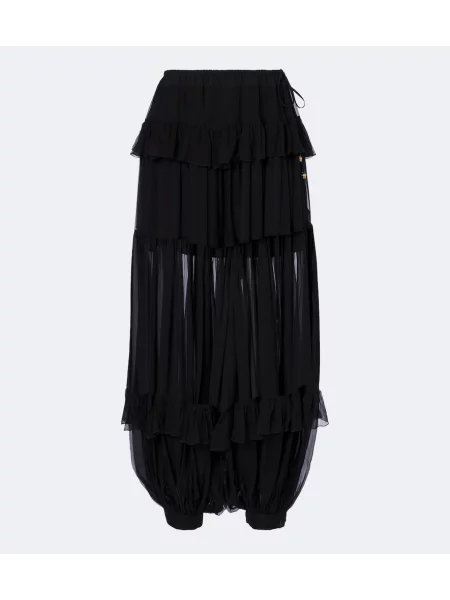 Pantaloni Chloé de mătase negru