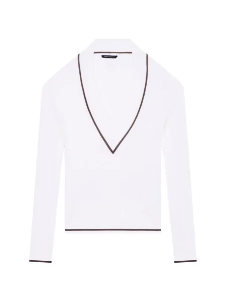 Pulover Armani Exchange cu decolteu în V alb