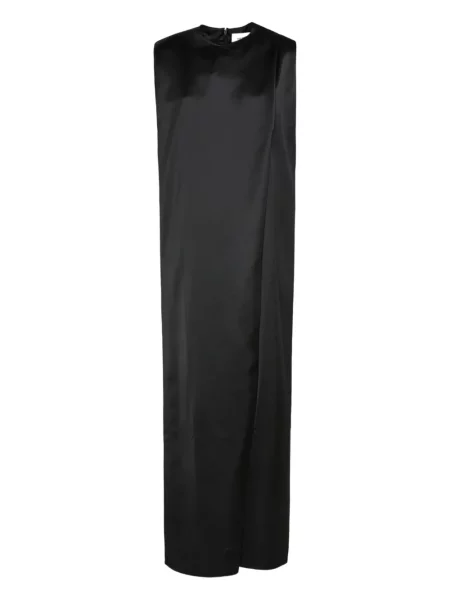 Rochie maxi Yves Salomon din satin de costum negru