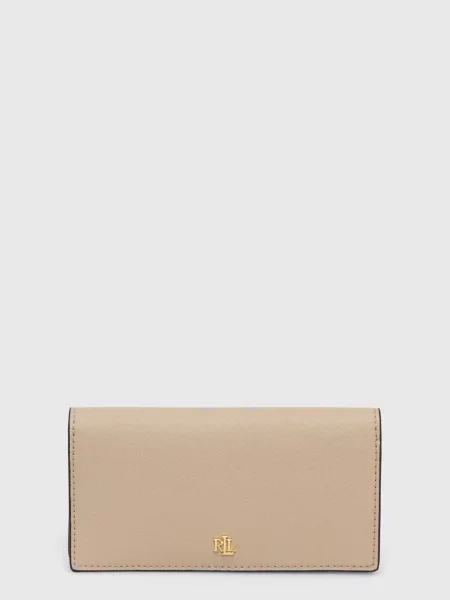 Usnjena denarnica Lauren Ralph Lauren bež