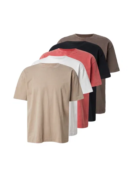 HOLLISTER Tričko béžová / hnědá / melounová / černá bílá