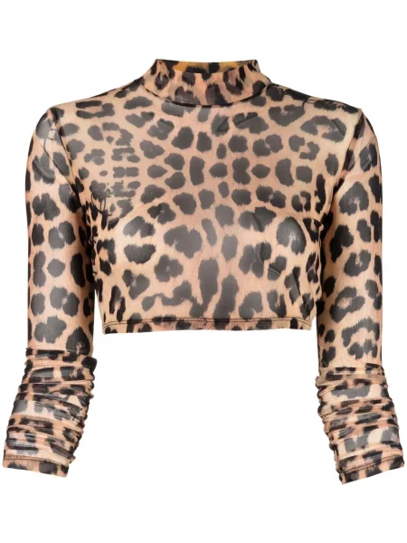 Decupat top Philipp Plein cu imagine cu model leopard maro