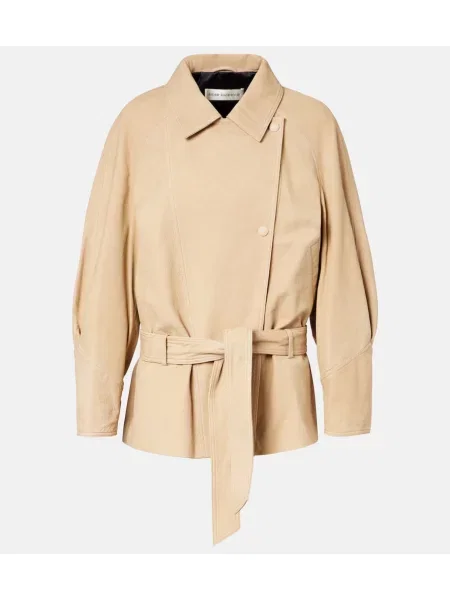 Kožená bunda Nour Hammour béžová