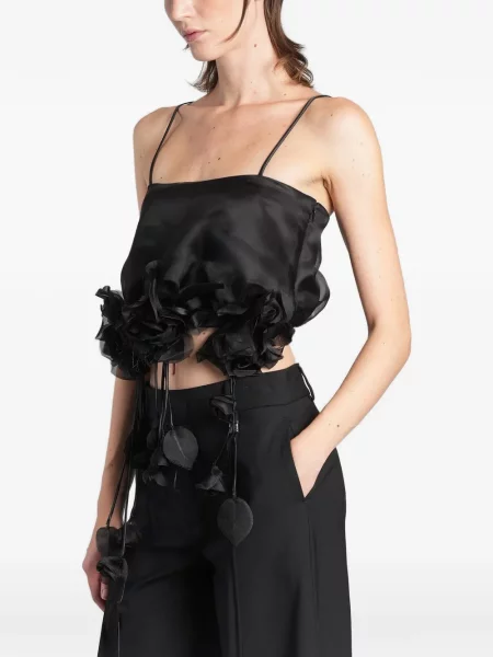 Decupat top Giuseppe Di Morabito cu model floral cu aplicații negru