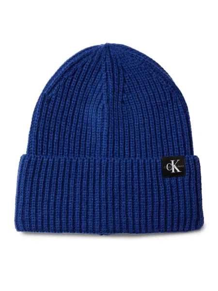 Calvin Klein Jeans Kapa Monogram Rib Beanie modra