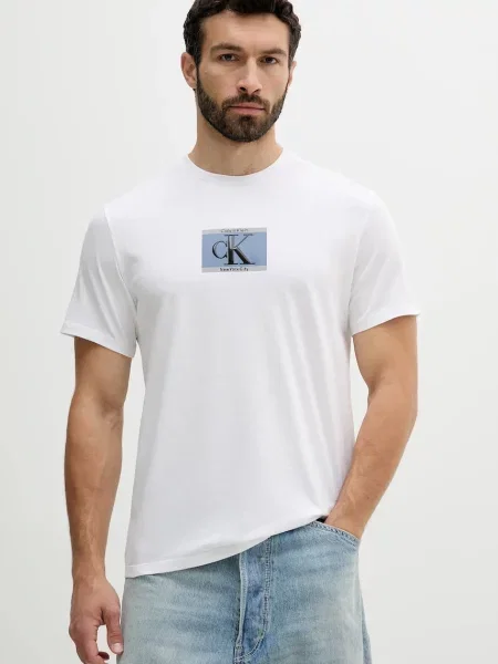 Тениска Calvin Klein с принт бяло