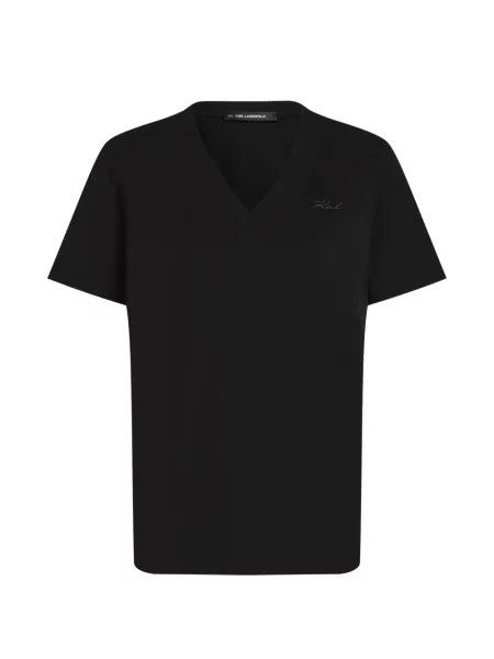 Tricou Karl Lagerfeld cu decolteu în V negru