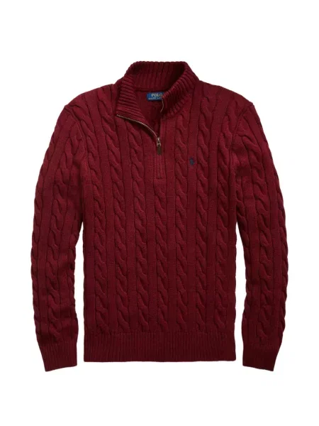 Tricou polo Polo Ralph Lauren cu glugă cu blană cu broderie roșu