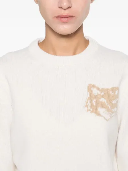 Pulover Maison Kitsune de lână alb