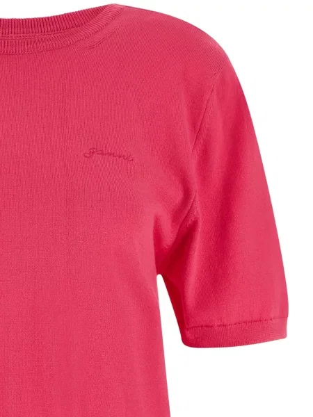 Tricou Ganni cu broderie roz
