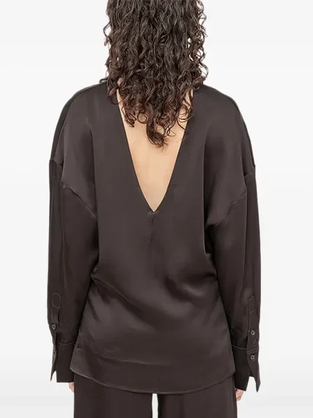 Bluza Andrea Ya'aqov s V-izrezom smeđa