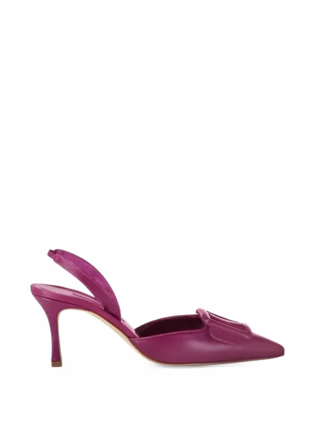 Pantofi cu toc Manolo Blahnik cu cataramă slingback violet