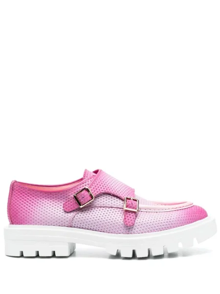 Pantofi loafer Santoni din piele cu cataramă roz