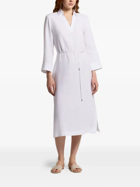 Rochie midi Peserico cu decolteu în V până la genunchi cu legături alb