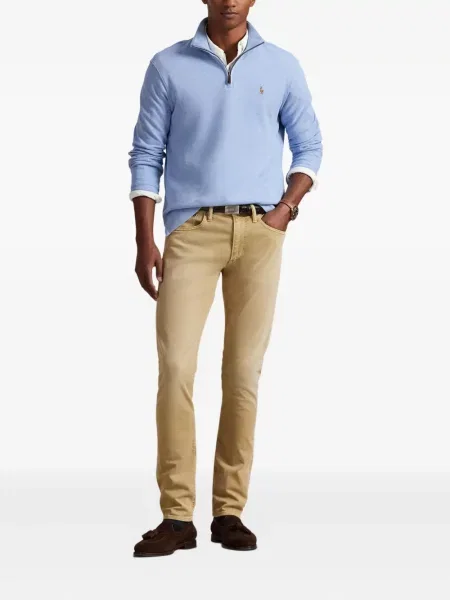 Dlouhá pruhovaná s límcem kšiltovka Polo Ralph Lauren modrá