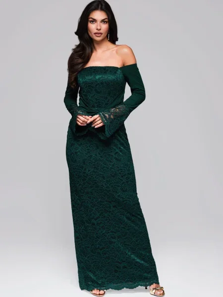 Rochie de seară Edoti de costum verde