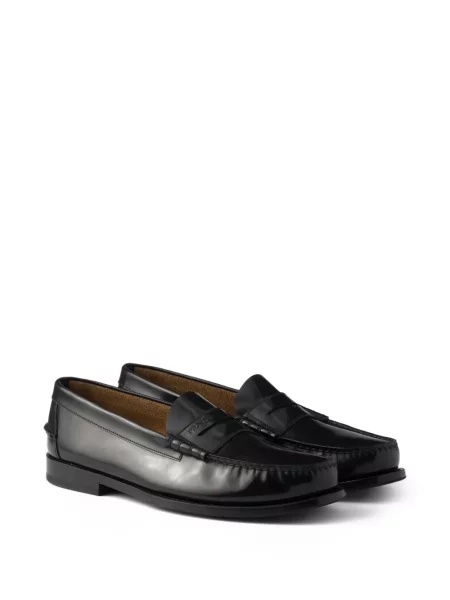 Kožne loaferice Prada crna