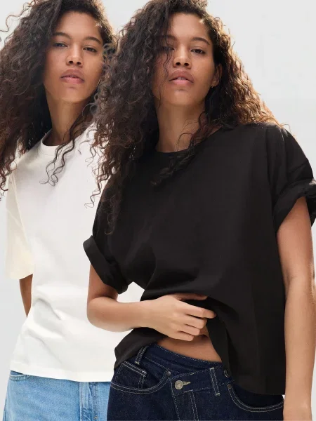 Bershka Tricou negru / lână alb