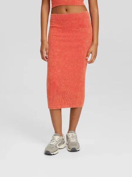 Bershka Fustă orange roșu