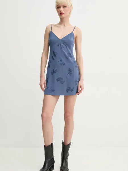 ZADIG&VOLTAIRE rochie de matase mini evazati albastru