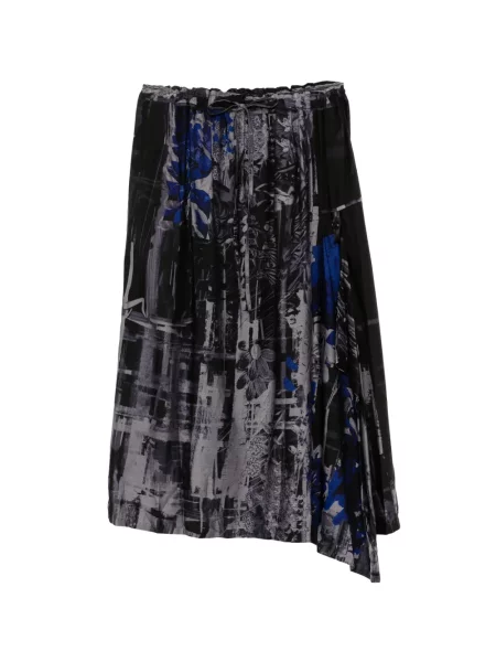 Fustă Y's cu model floral cu imagine asimetrică negru