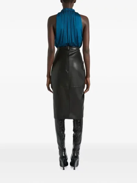 Fustă midi Balmain drapată negru